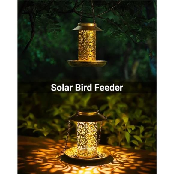 Solar Bird Feeder for Outdoors Hanging,Metal WildBird Feeder for Cardinals Solar - Picture 5 of 6
